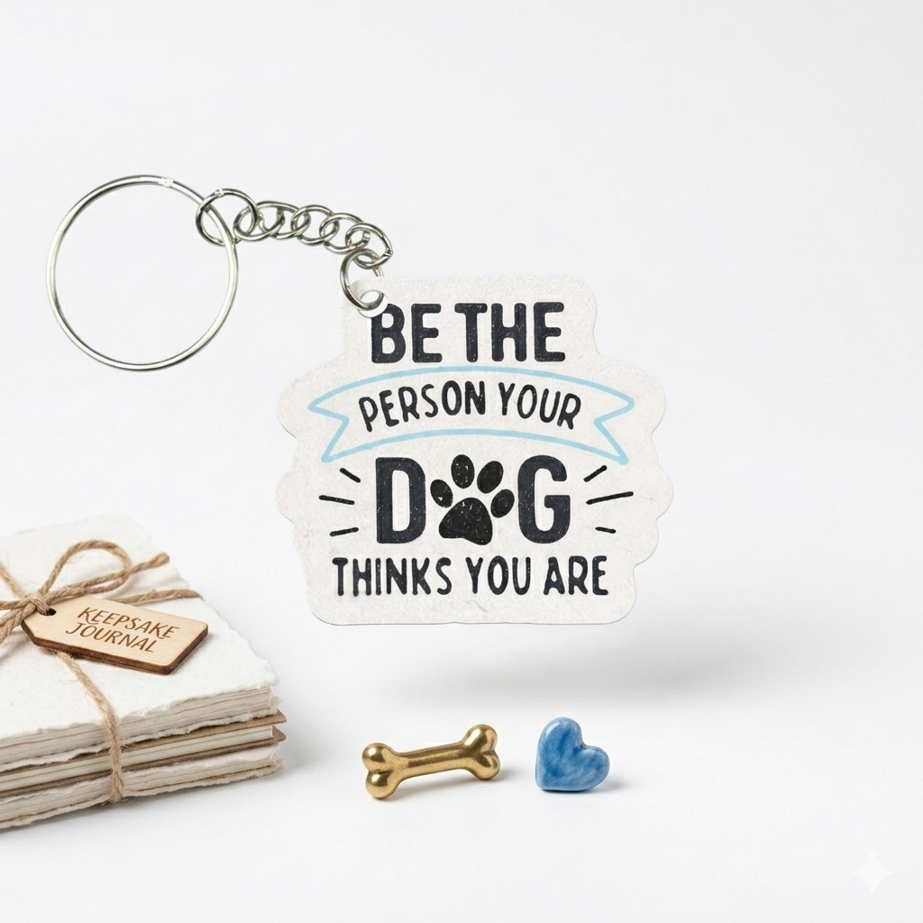 Keychain with Be the person your dog thinks you are
