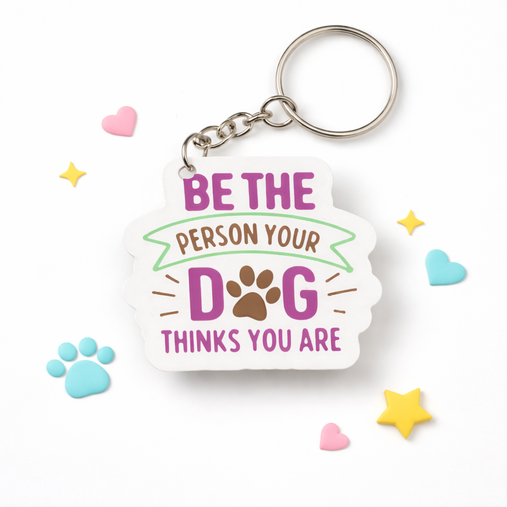 Keychain with Be the person your dog thinks you are