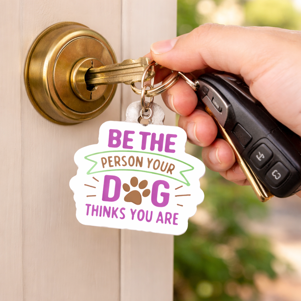 Keychain with Be the person your dog thinks you are