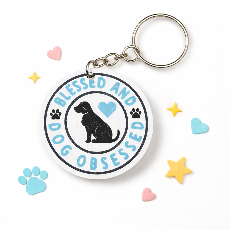Keychain with Blessed and Dog Obsessed