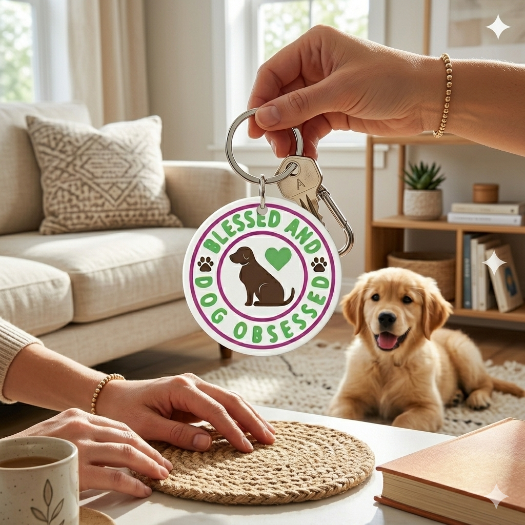 Keychain with Blessed and Dog Obsessed