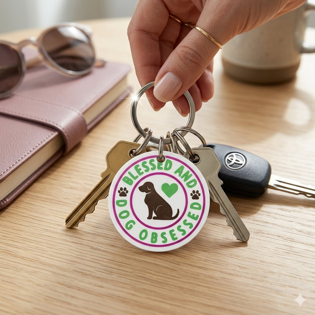 Keychain with Blessed and Dog Obsessed