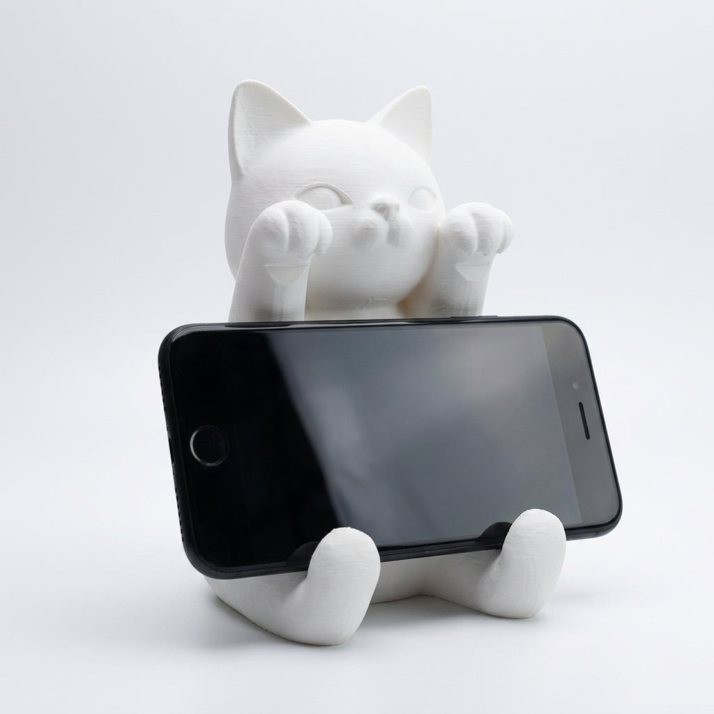 White cat-shaped phone stand