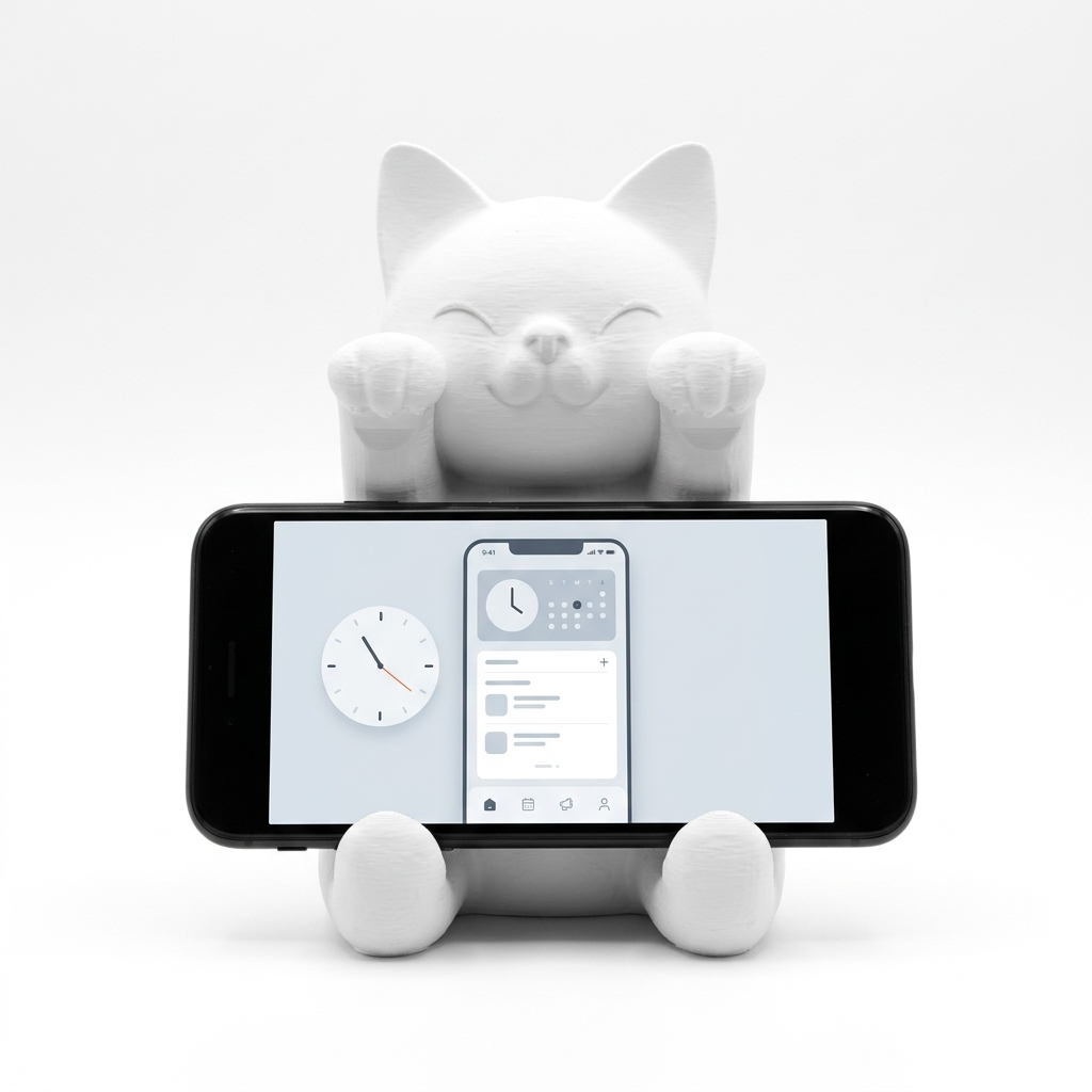 White cat-shaped phone stand