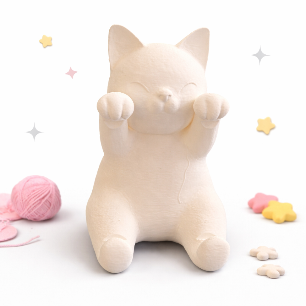 White cat-shaped phone stand