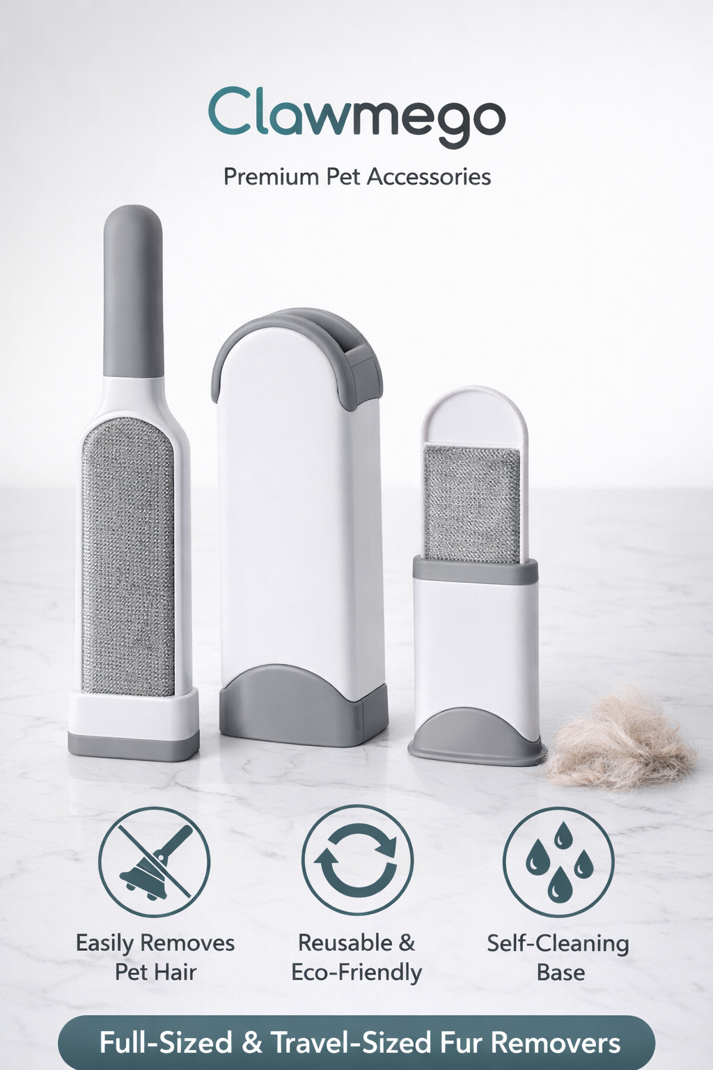 Clawmego Pet fur Remover – Reusable Brush for Dogs & Cats