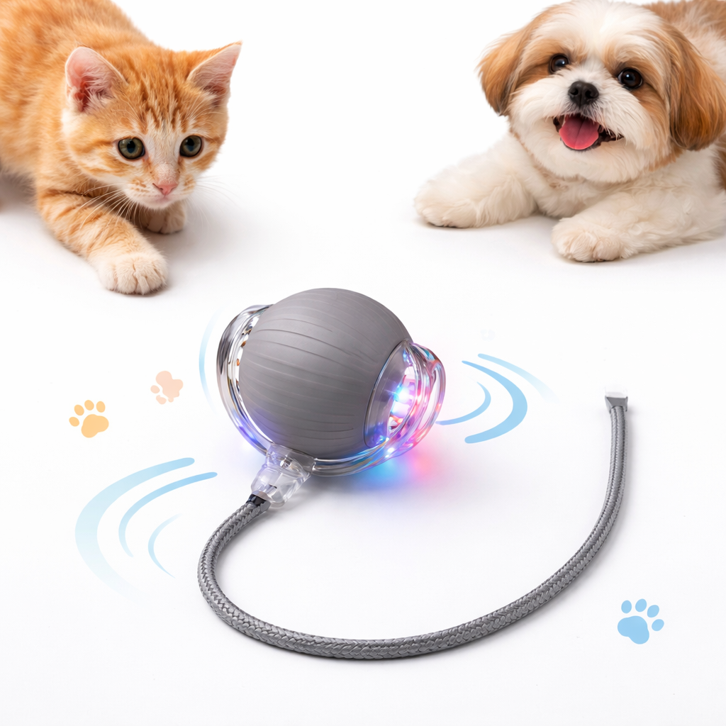 Clawmego Rechargeable Silicone Rolling Ball | Interactive Pet Toy for Dogs & Cats