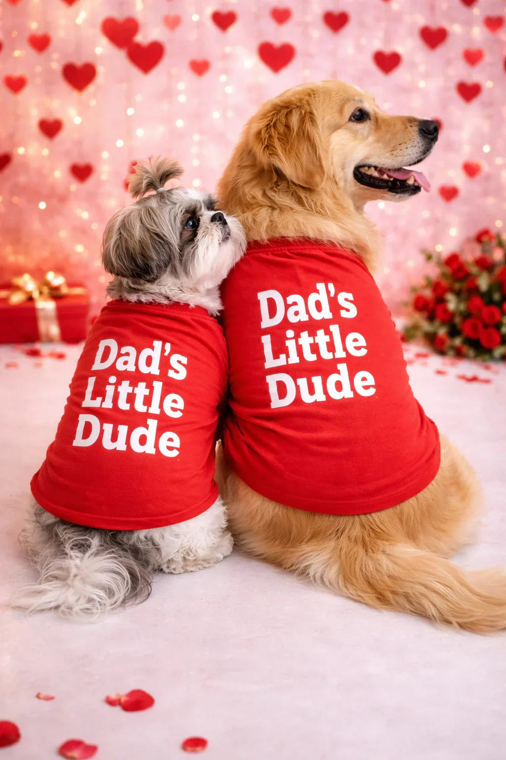 Dad’s Little Dude Red Pet T-Shirt | Cute Matching Dog & Cat Tee - Clawmego