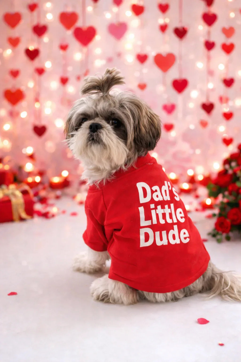 Dad’s Little Dude Red Pet T-Shirt | Cute Matching Dog & Cat Tee - Clawmego
