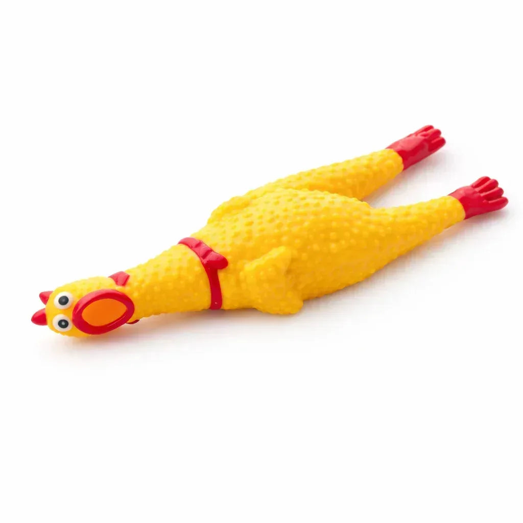Interactive Screaming Rubber Chicken Toy – Durable Pet Chew - Clawmego