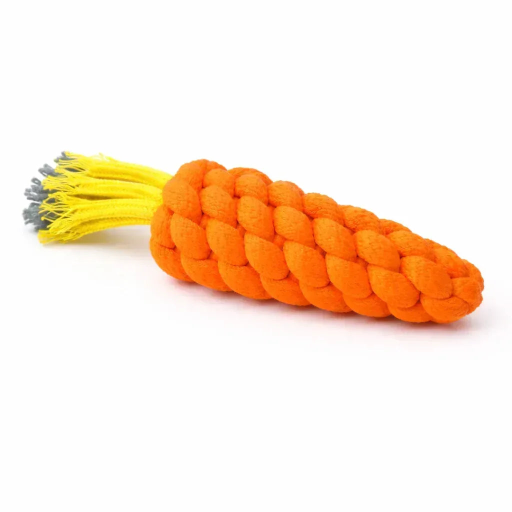 Carrot-Shaped Cotton Rope Toy – Natural Dental Chew - Clawmego