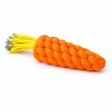 Carrot-Shaped Cotton Rope Toy – Natural Dental Chew - Clawmego