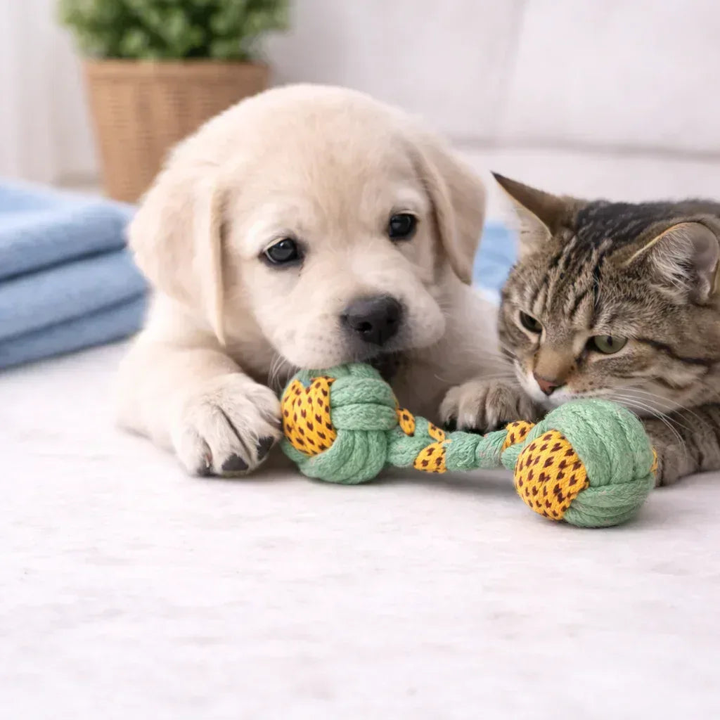 Skatrs Dumbbell Shaped Rope Chew Toy - Clawmego