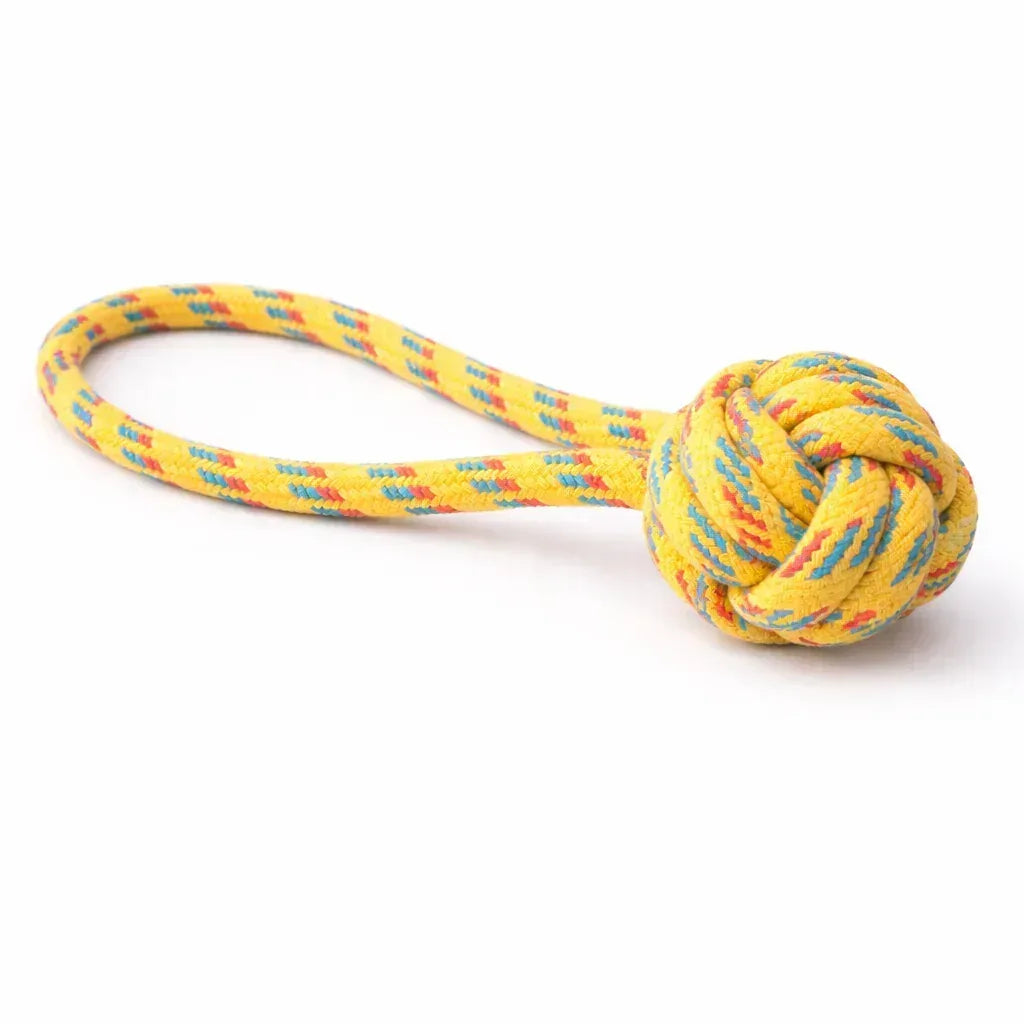 Chew Rope Ball Handle Toy – Strong Tug & Dental Chew - Clawmego
