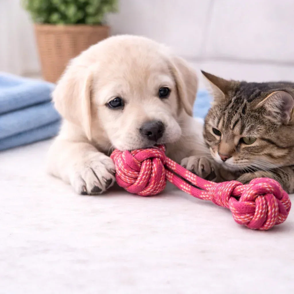 Rope Handle Toy with Double Knotted Balls - Clawmego