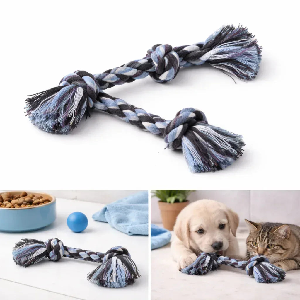 Cotton Rope Knotted Dog Toy – Interactive Chew & Tug - Clawmego