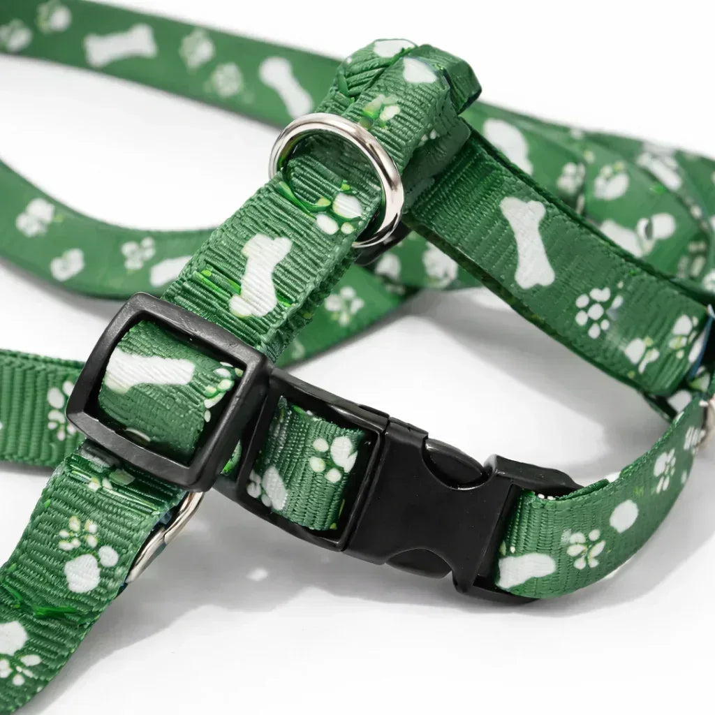 Stylish Paw Print Harness & Leash for Dogs & Cats – Adjustable & Safe - Clawmego