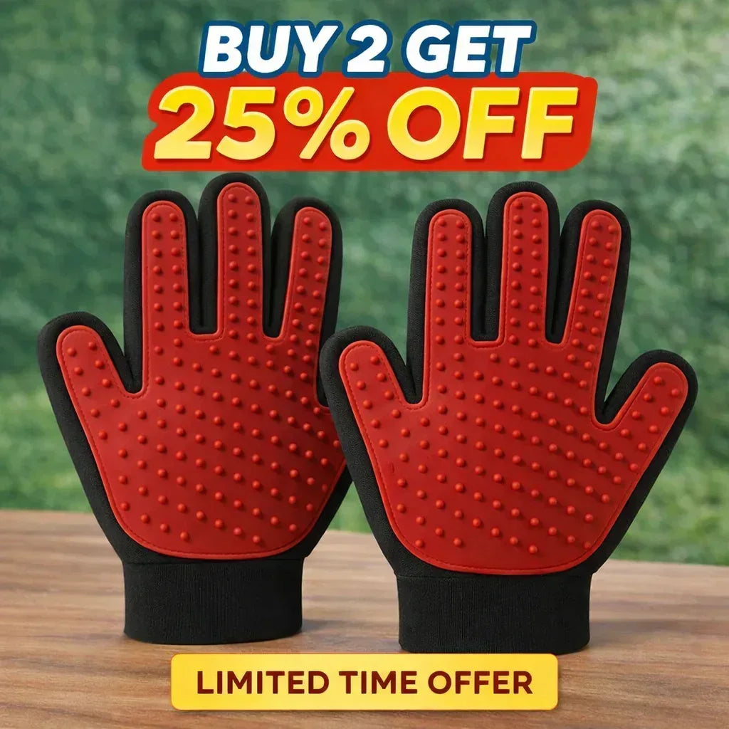 Pet Grooming Gloves set of 2 – Gentle Deshedding & Massaging Brush for Dogs & Cats Sale - Clawmego