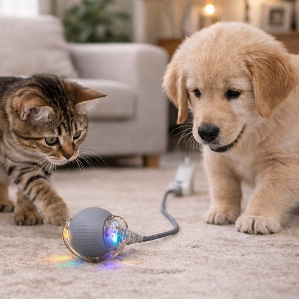 Clawmego Rechargeable Silicone Rolling Ball | Interactive Pet Toy for Dogs & Cats