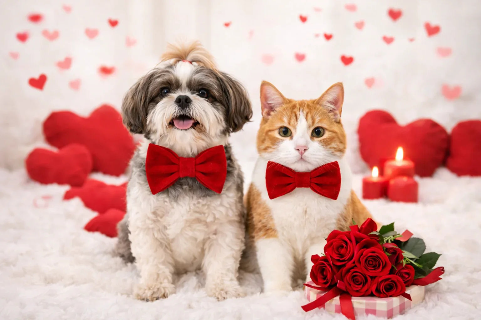 Clawmego Valentine Bow Tie for Dogs & Cats – Adjustable Comfort Fit - Clawmego