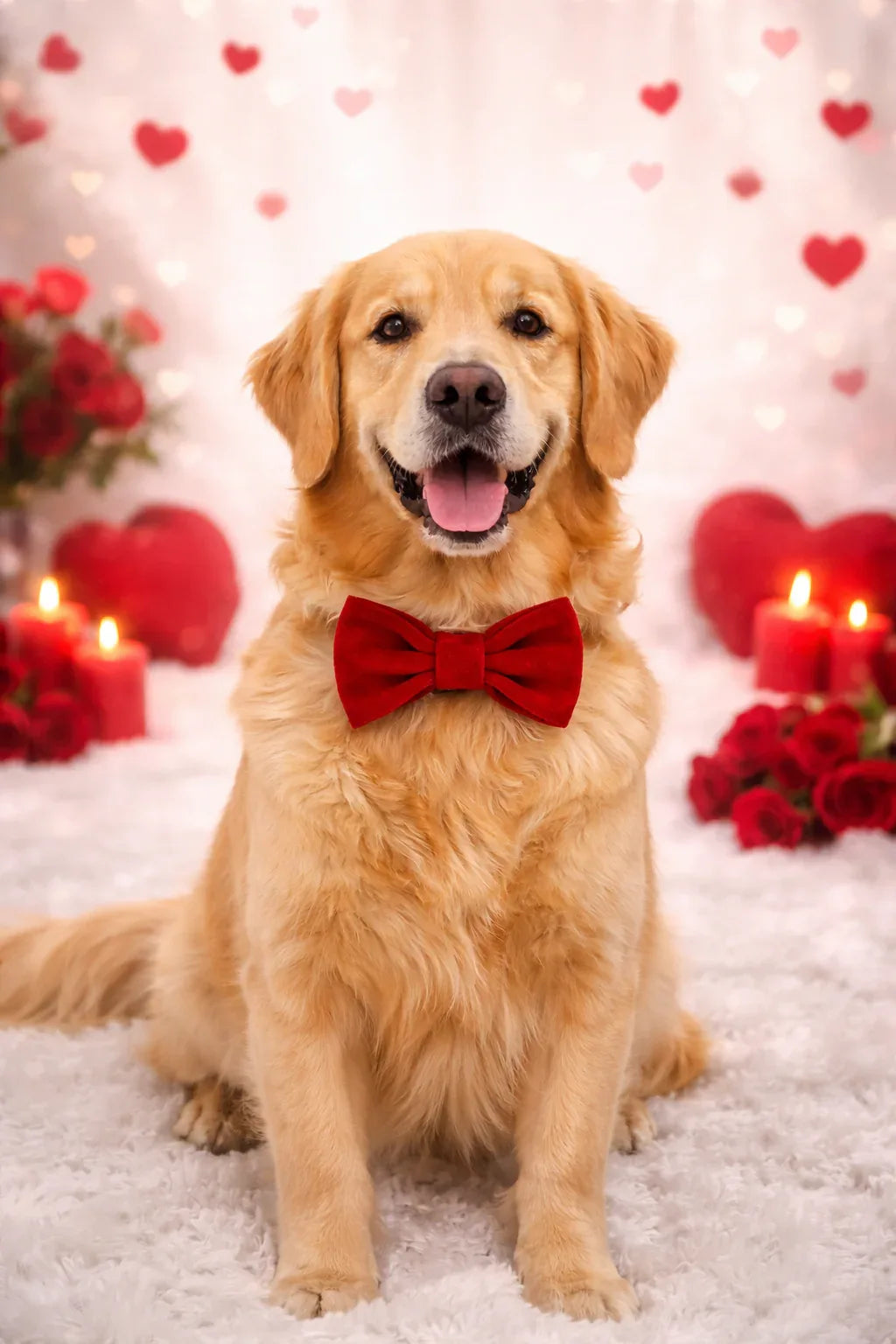 Clawmego Valentine Bow Tie for Dogs & Cats – Adjustable Comfort Fit - Clawmego