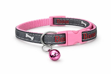 Denim Cat & Puppy Collar with Bones Print – Adjustable, Safe & Comfort Fit - Clawmego
