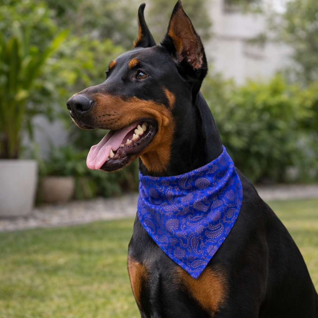 Clawmego Stylish Bandana for Dogs Luxury_Royal Blue