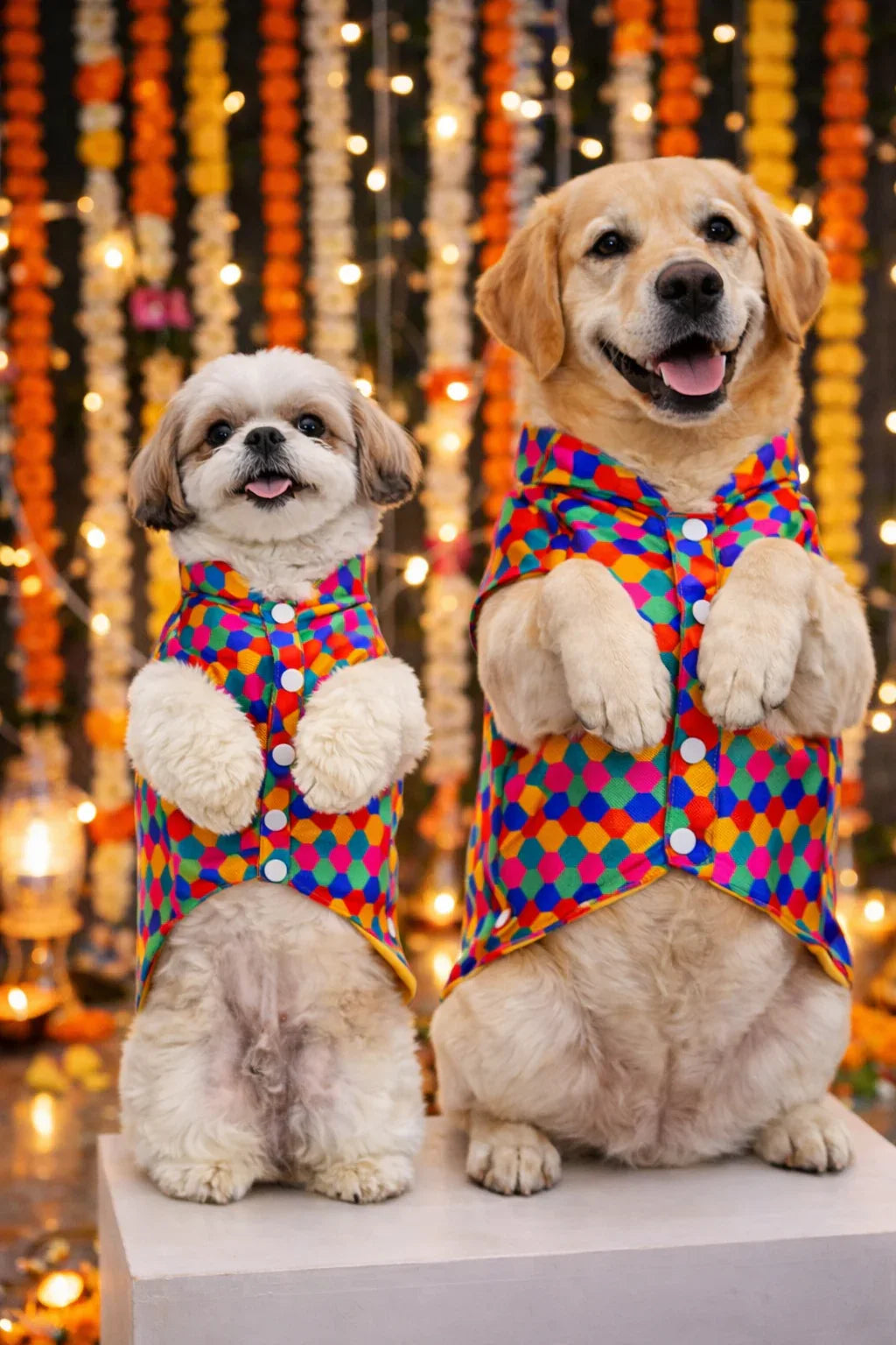 Clawmego Dotty Delight Festive Dog Kurta – Comfort Fit Pet Outfit - Clawmego