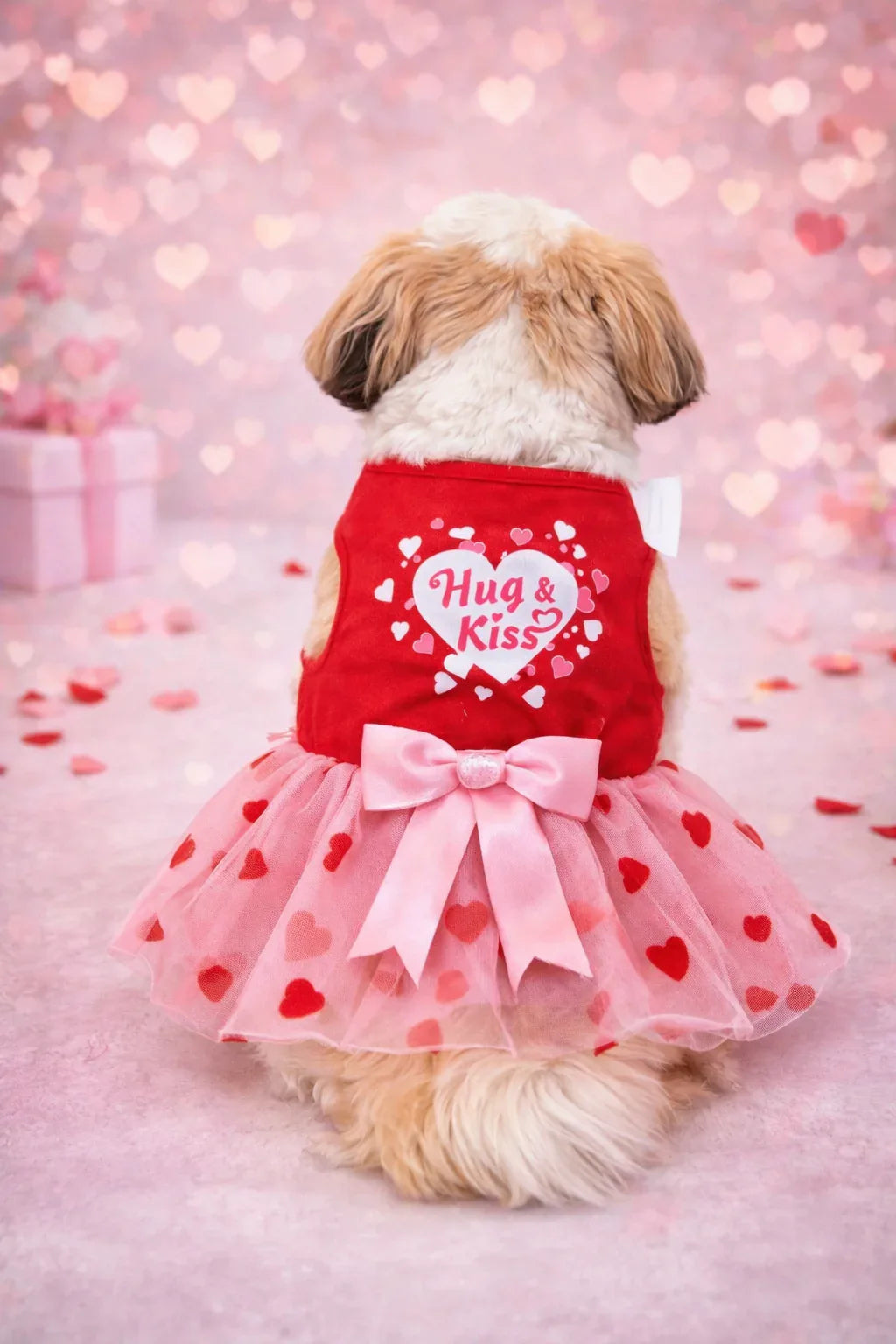 Clawmego Hug & Kiss Dog Tutu Frill Frock – Soft Comfort Fit - Clawmego