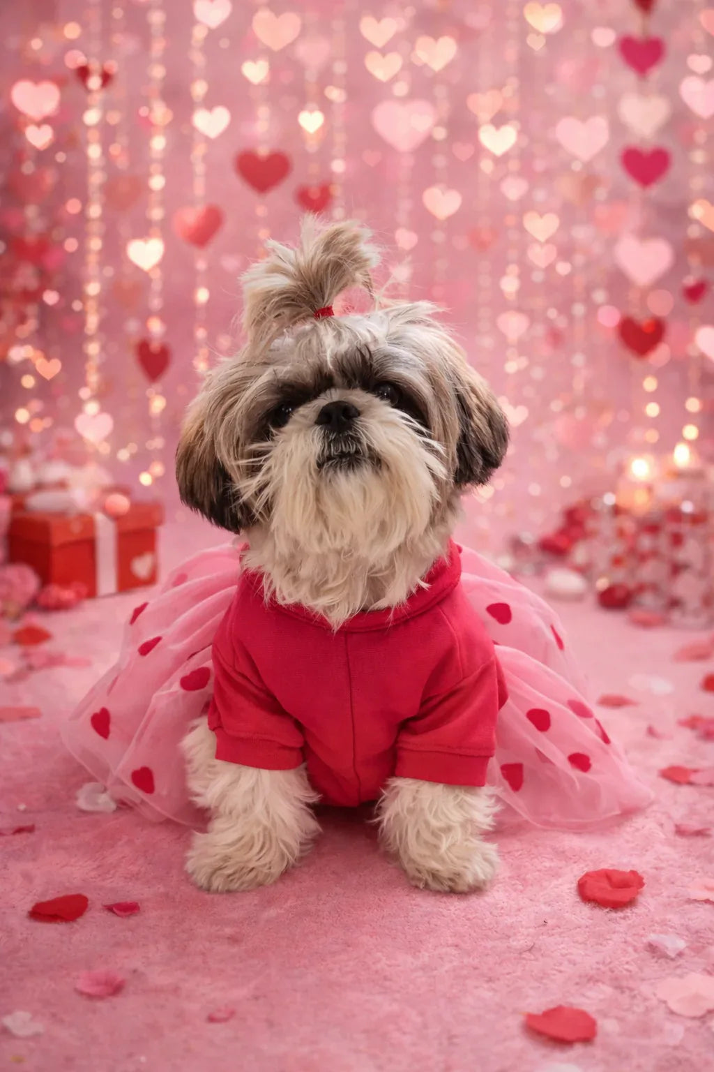 Clawmego Hug & Kiss Dog Tutu Frill Frock – Soft Comfort Fit - Clawmego