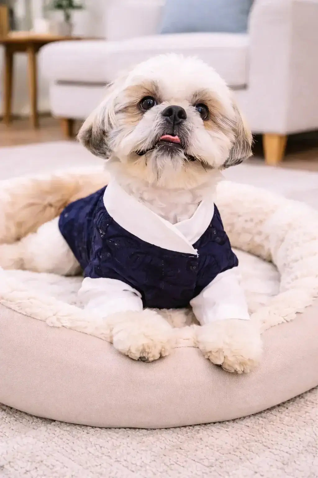 Clawmego Navy Blue Dog Kurta – Comfort Fit Festive Wear - Clawmego