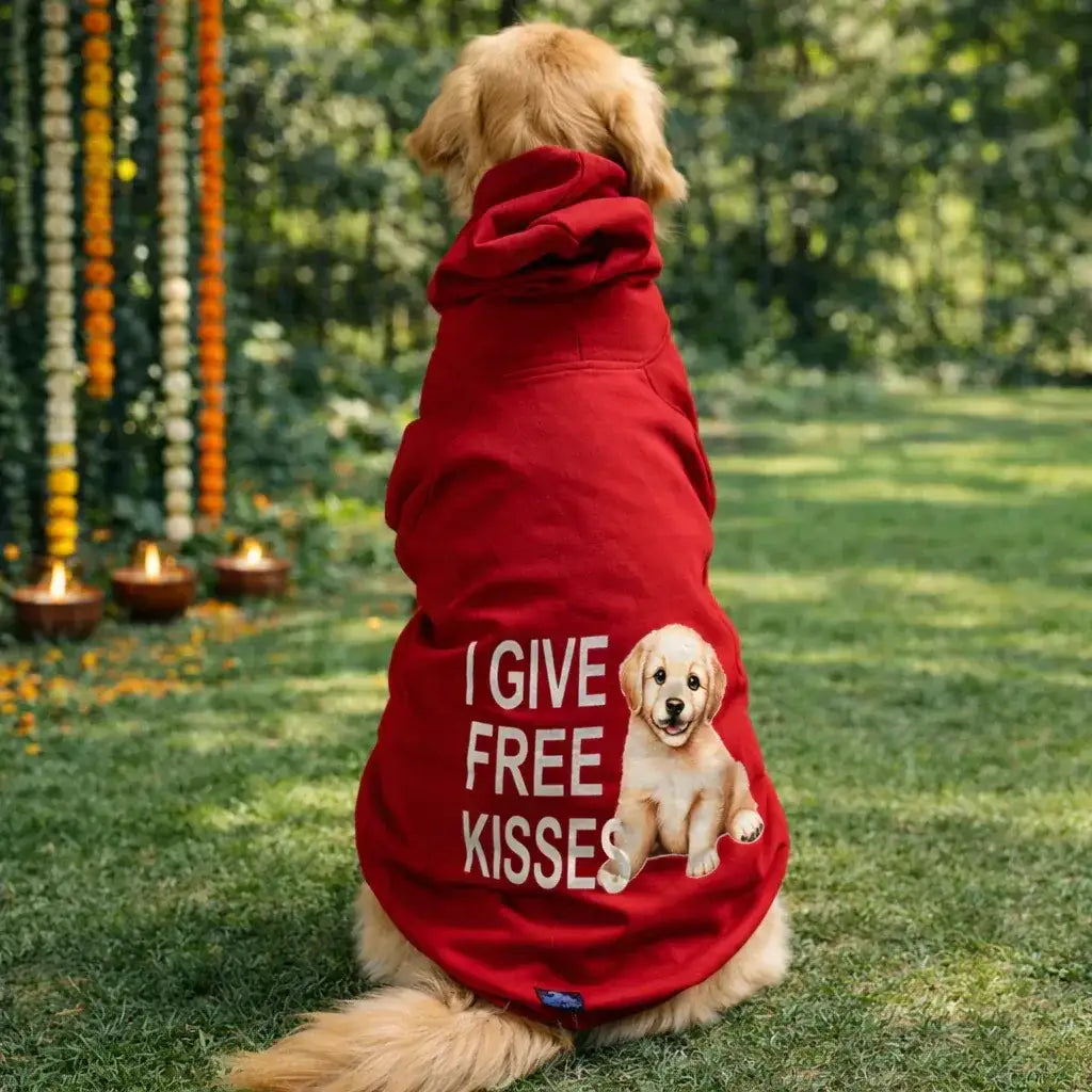Clawmego Rudolph Red Premium Dog Hoodie- Warm Winter Pet Sweatshirt - Clawmego
