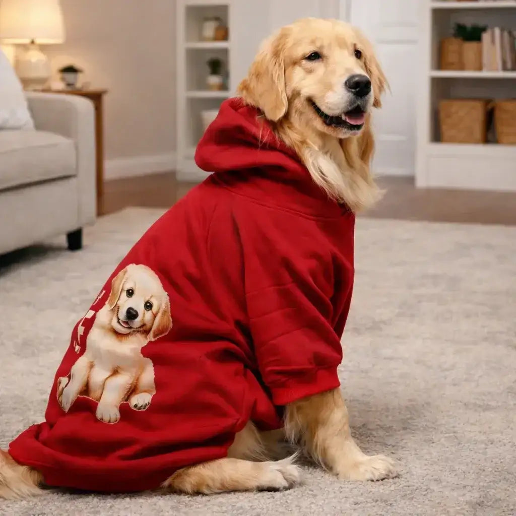 Clawmego Rudolph Red Premium Dog Hoodie- Warm Winter Pet Sweatshirt - Clawmego