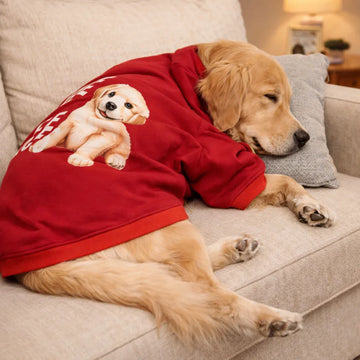 Clawmego Rudolph Red Premium Dog Hoodie- Warm Winter Pet Sweatshirt - Clawmego