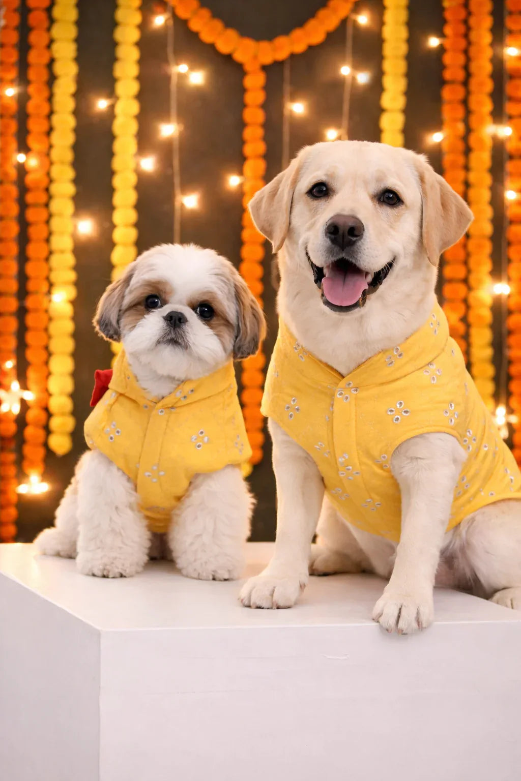 Clawmego Yellow Blossom Dog Kurta – Festive Comfort Fit Pet Outfit - Clawmego