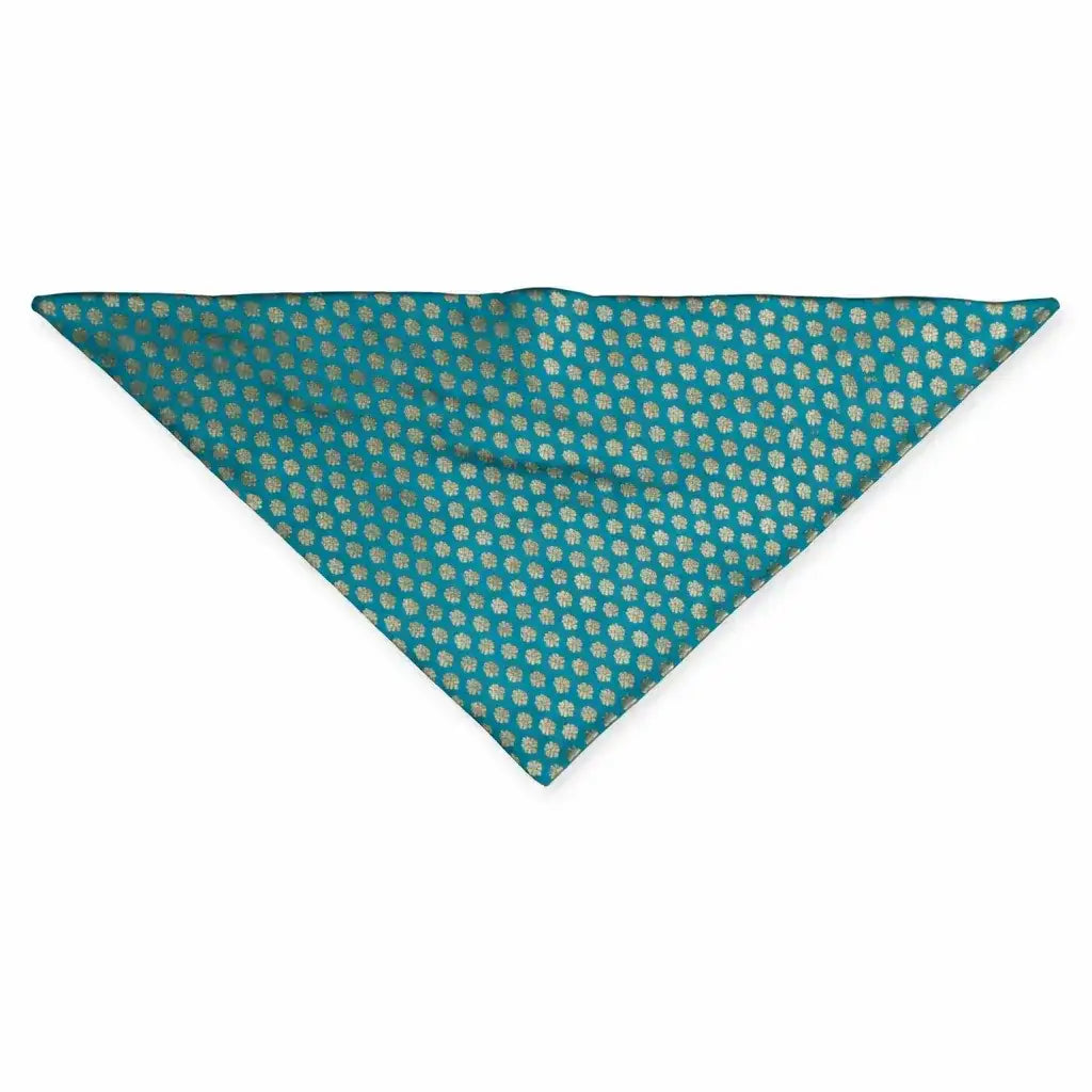 Clawmego Bandana for Dog_Gold Motif Print- Blue