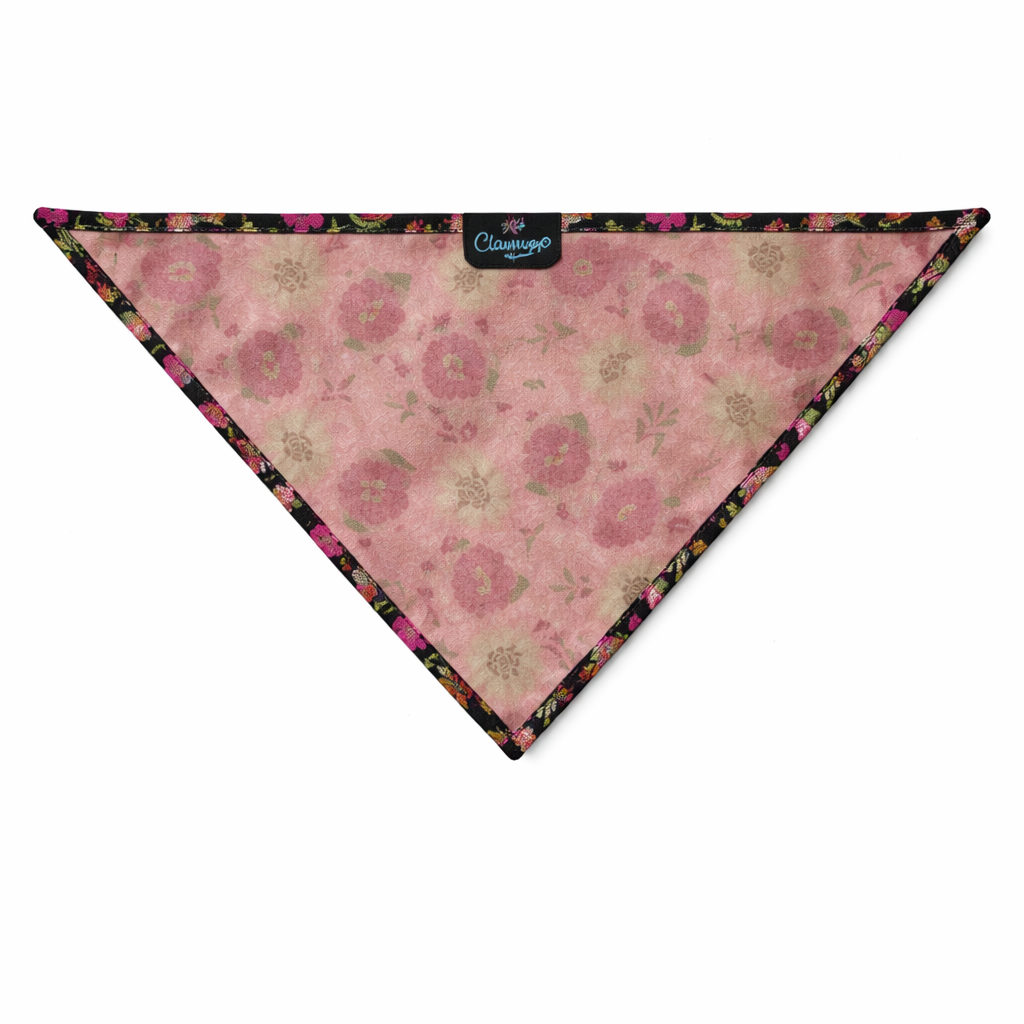 Clawmego Bandana for Dogs_Elegant floral in black