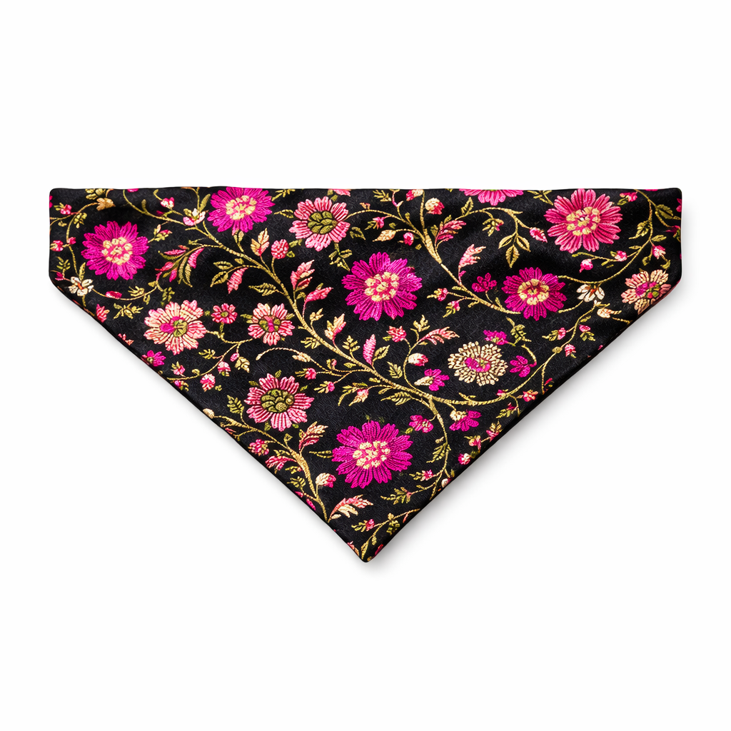 Clawmego Bandana for Dogs_Elegant floral in black