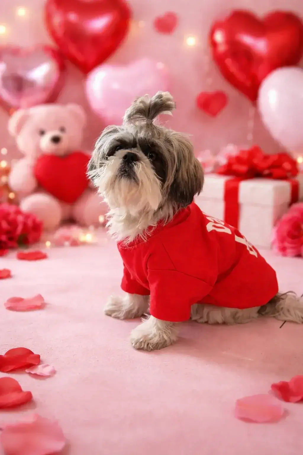 Clawmego Be My Valentine Pet Sweatshirt – Red Dog & Cat Shirt