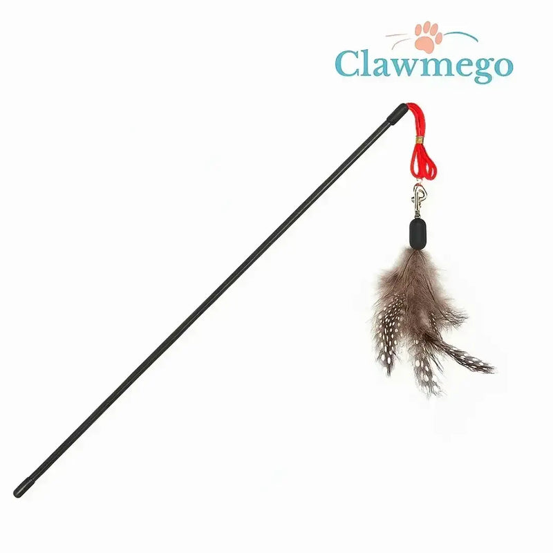 Furry Feather Wand Toy – Interactive Play Stick for Cats - Clawmego