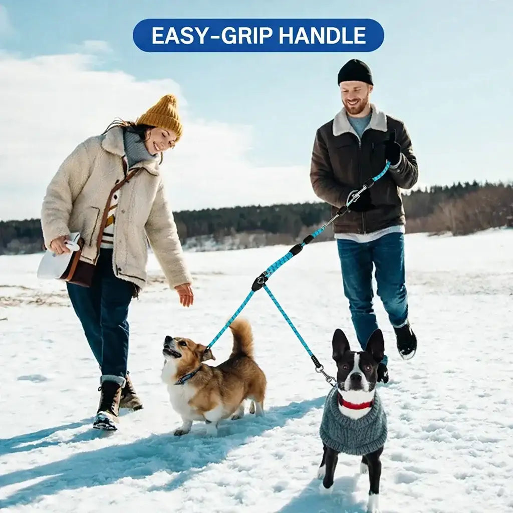 Clawmego Heavy Duty Dual Dog Leash – Rope for Two Dogs