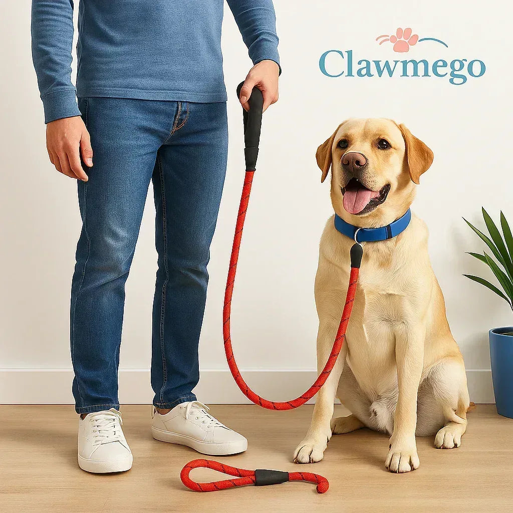 Padded Braided Dog Leash – Heavy Duty, Comfort Grip Pet Leash - Clawmego