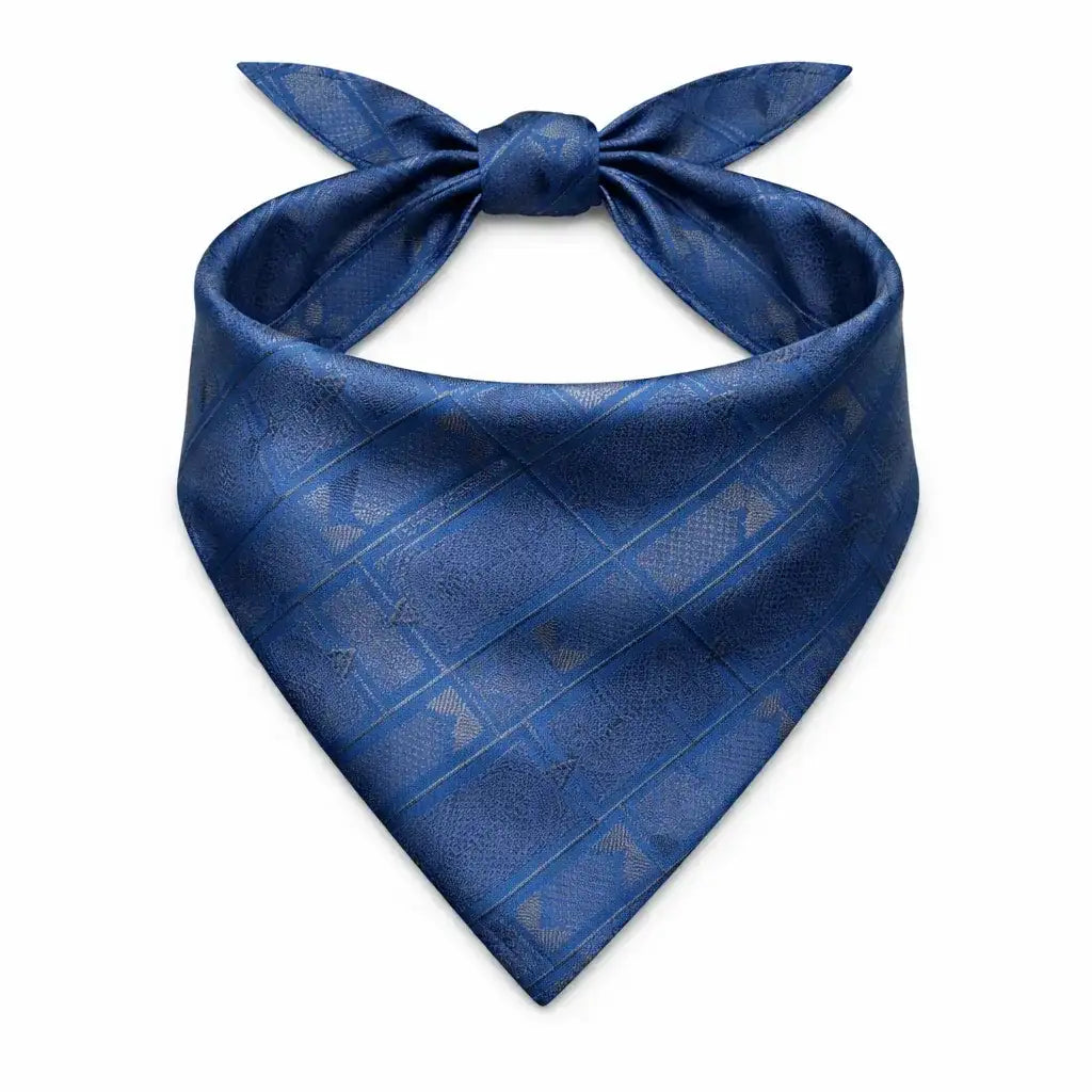 Clawmego Premium Pet Bandana for Dogs_Geometric Accents in Modern Blue