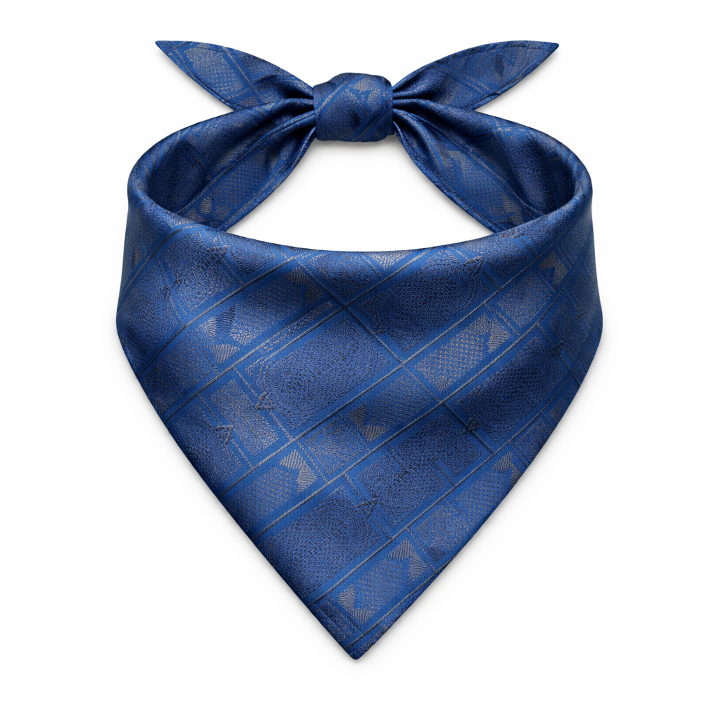 Clawmego Premium Pet Bandana for Dogs_Geometric Accents in Modern Blue