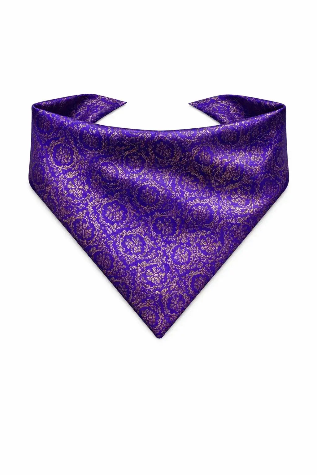 Clawmego Premium Pet Bandana for Dogs_Gold Floral Accents with Purple