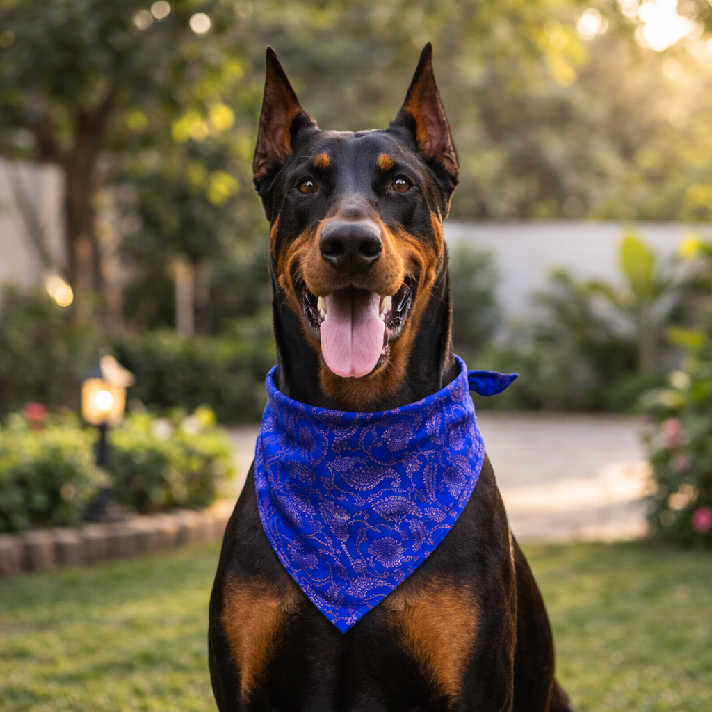 Clawmego Stylish Bandana for Dogs Luxury_Royal Blue