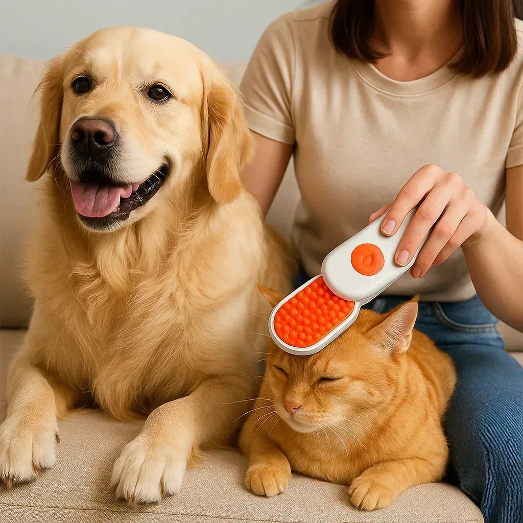 Electric Steam 3-in-1 Pet Brush – Massage & Hair Shedding Removal - Clawmego