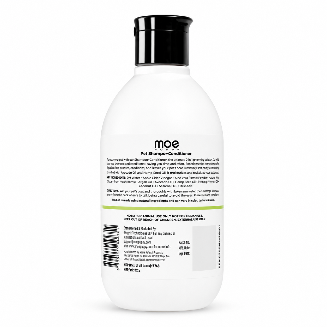 Moe Puppy 2-in-1 Shampoo & Conditioner for Dogs & Cats 300ml