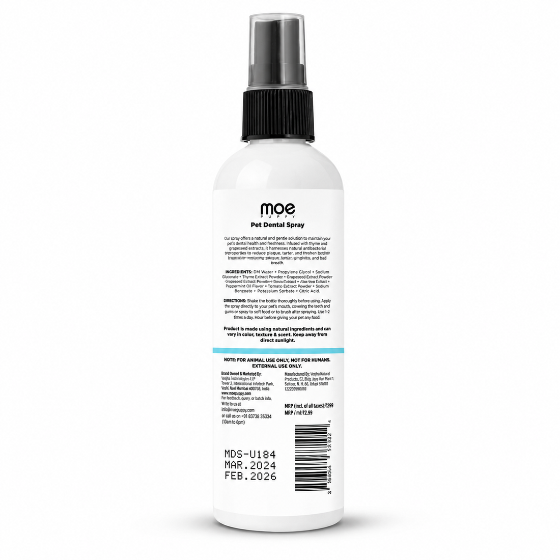Moe Puppy Dental Spray for Dogs & Cats – Fresh Breath & Oral Care