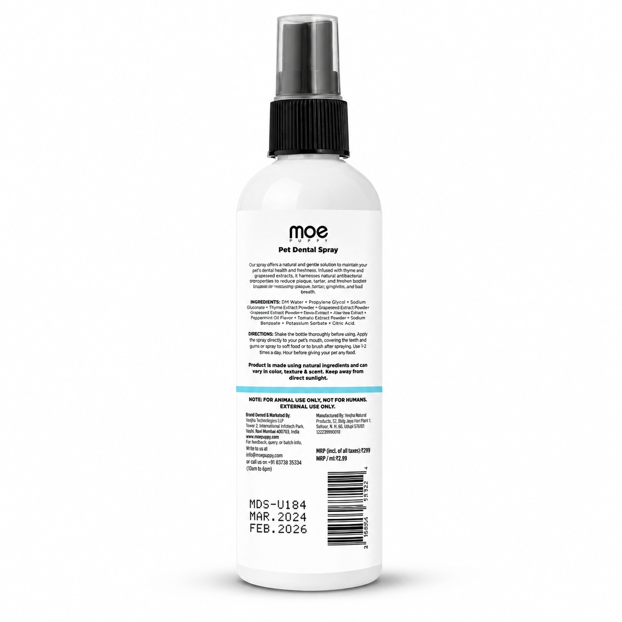 Moe Puppy Dental Spray for Dogs & Cats – Fresh Breath & Oral Care